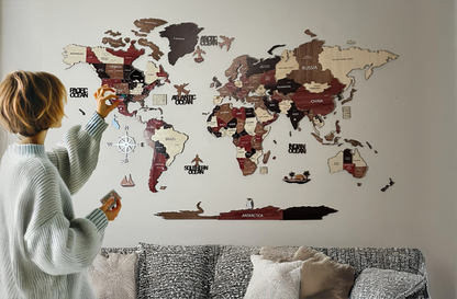 3D Wooden World Map